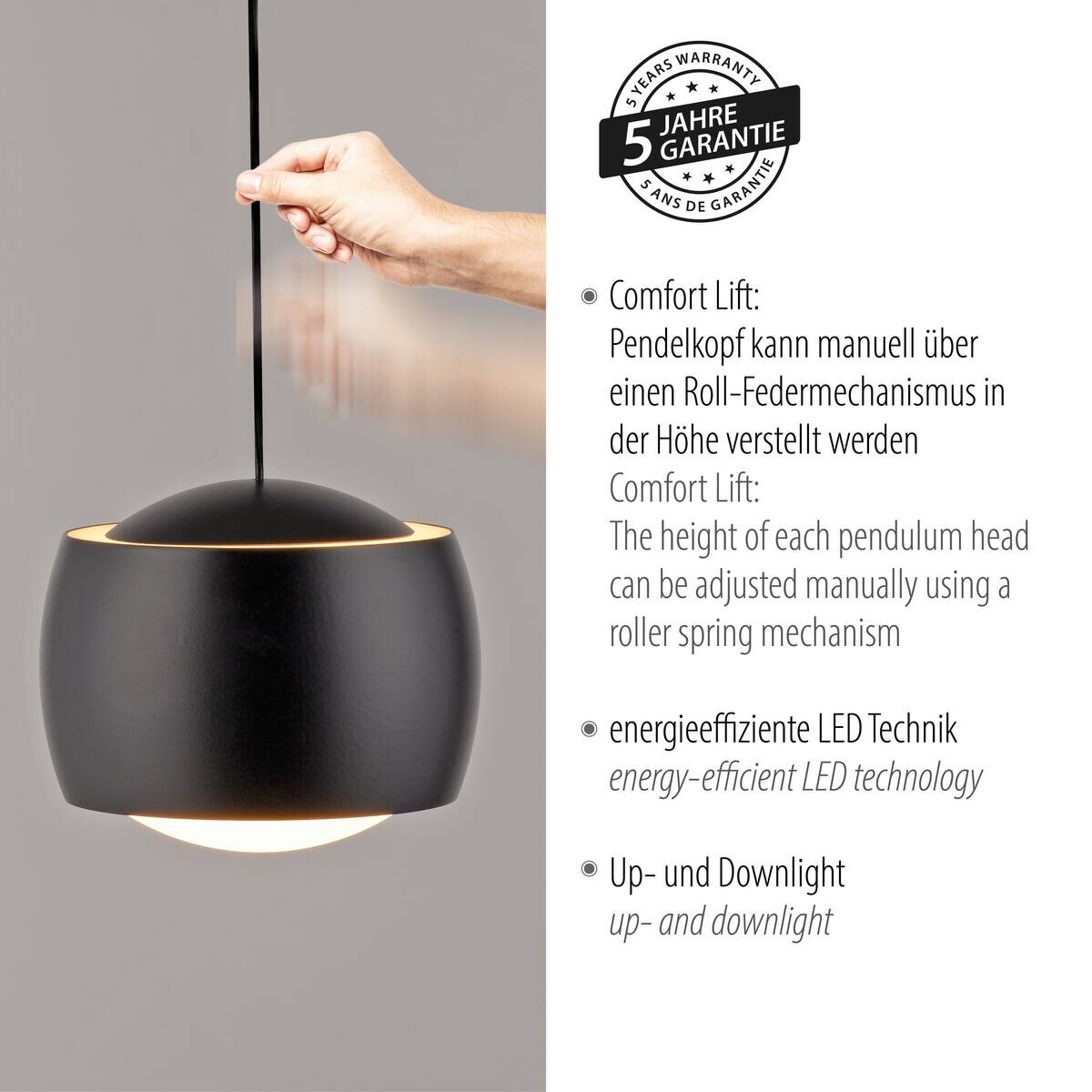 Just Light Pendelleuchte Ballini schwarz