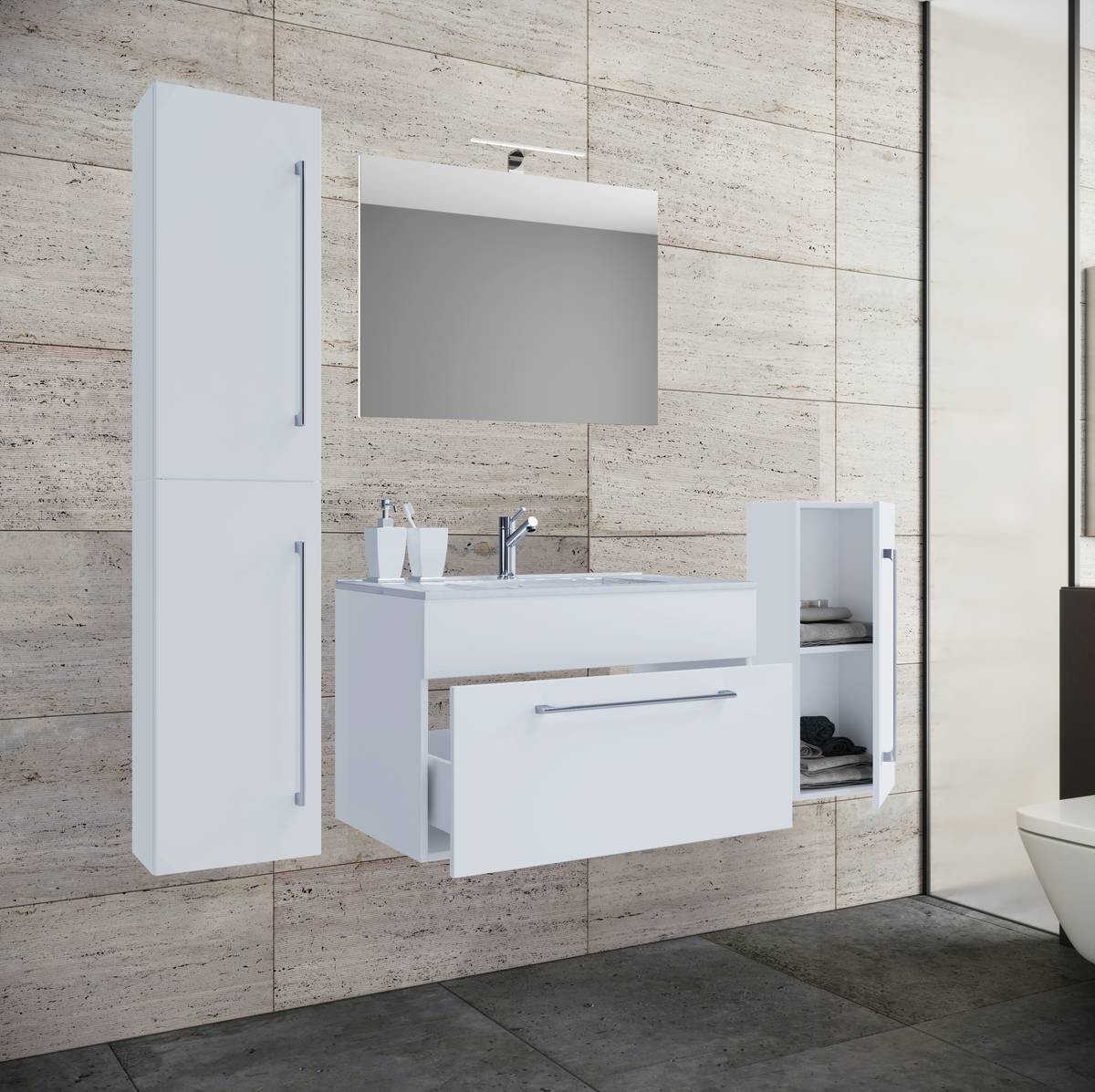 Regal Lona I buche Nachbildung weiß B/H/T: ca. 35x183x37 cm