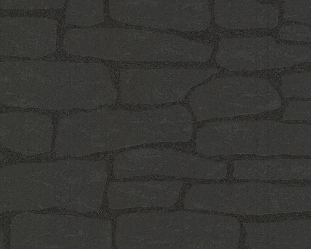 Vliestapete Steinoptik schwarz B/L: ca. 53x1005 cm
