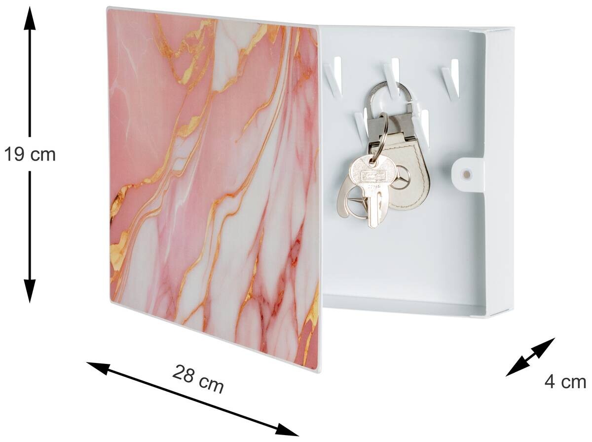 Schlüsselkasten weiß rosa B/H/T: ca. 28x19x4 cm