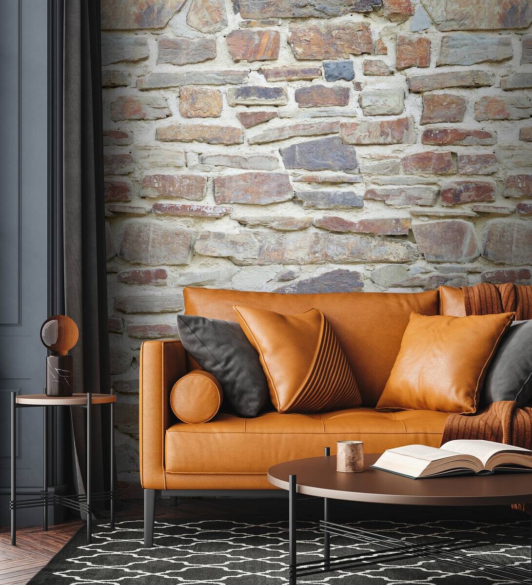 Livingwalls Fototapete Steinoptik creme beige braun B/L: ca. 280x159 cm