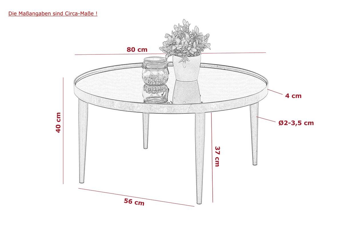 Hela Couchtisch Ronda schwarz Glas Metall H/D: ca. 40x80 cm