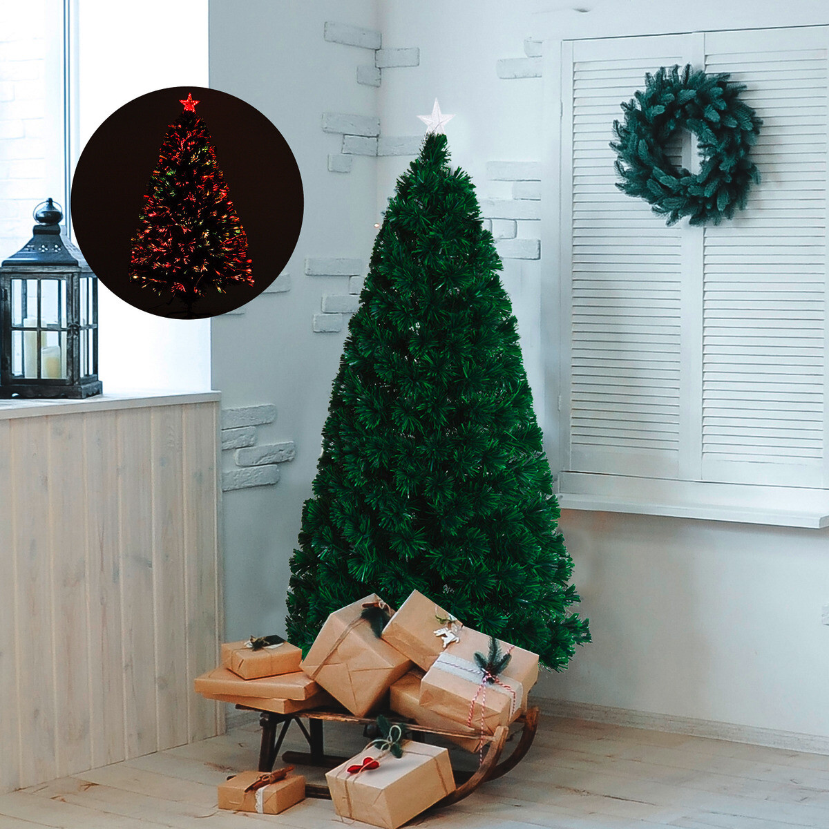 HOMCOM Weihnachtsbaum grün Metall H/D: ca. 150x60 cm