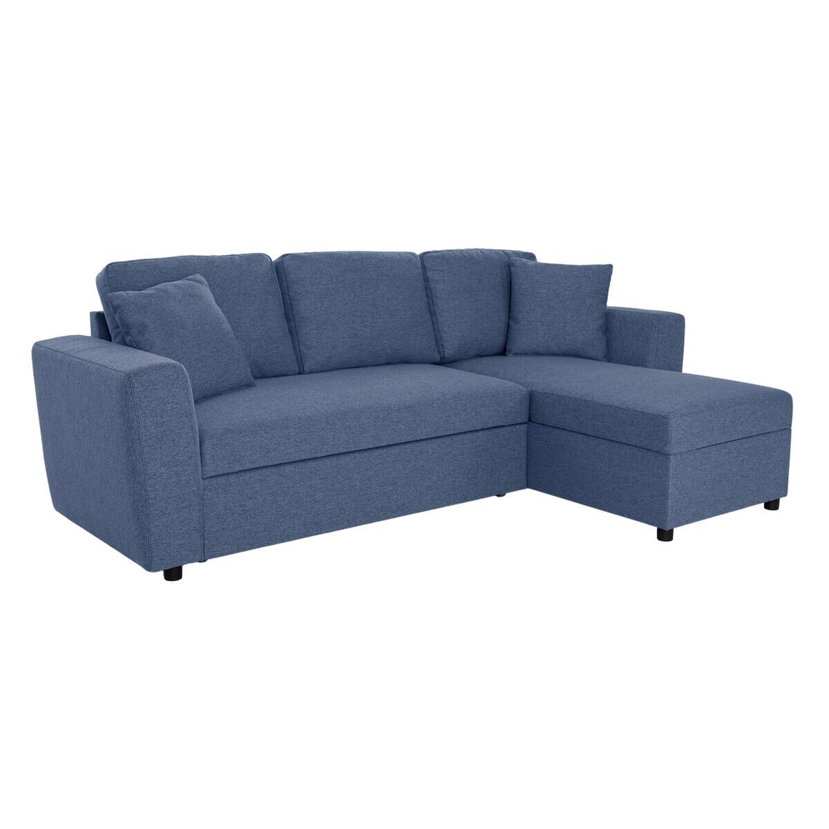 Ecksofa mit Bettfunktion und Bettkasten blau Webstoff B/H/T: ca. 234x86x144 cm