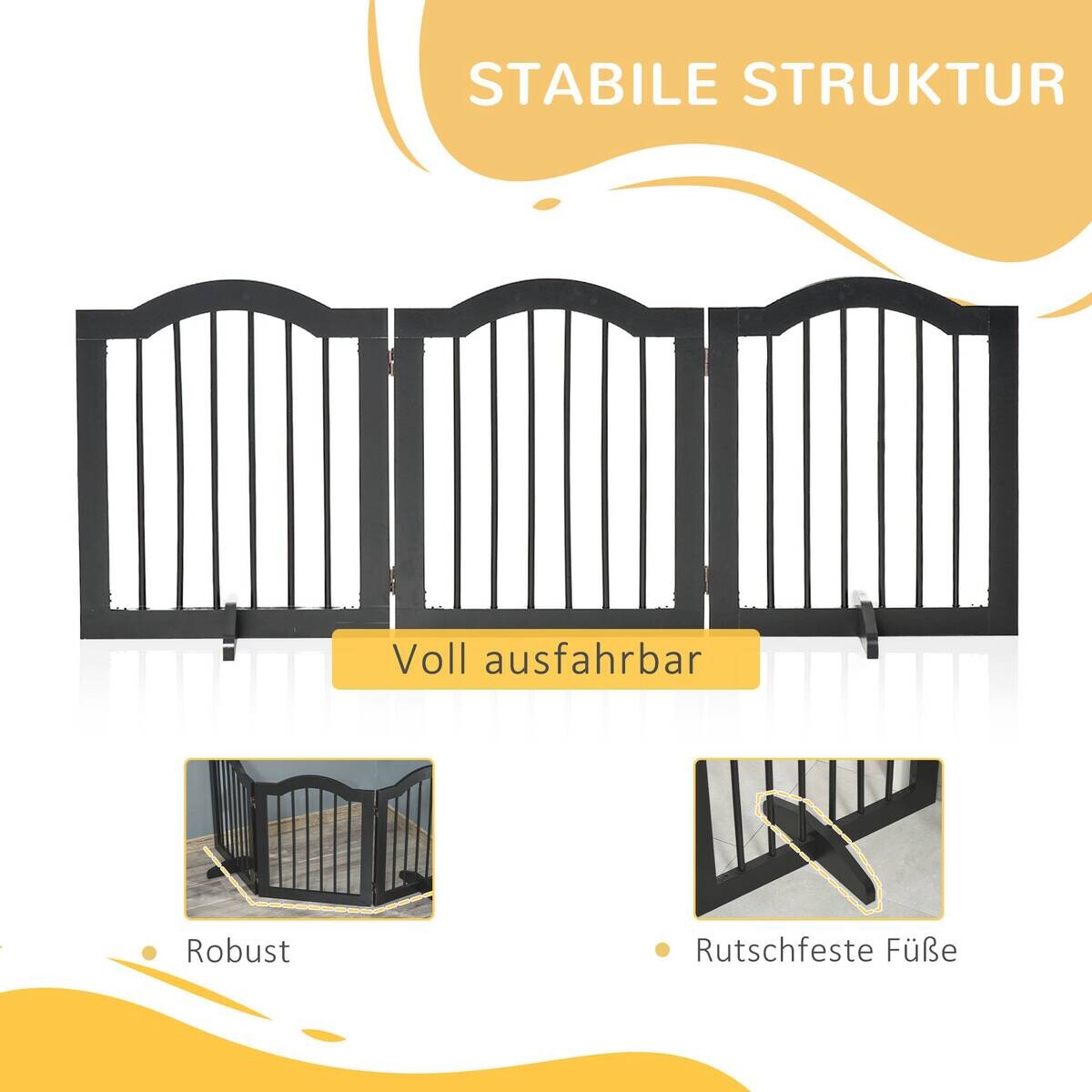 PawHut Hunde-Schutzgitter schwarz Polypropylen B/H/L: ca. 29,5x154,5x61 cm
