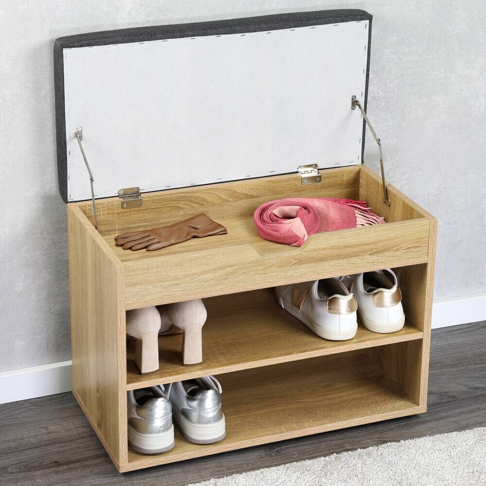 Kesper Schuhschrank mit Sitzkissen Eiche Spanplatte B/H/L: ca. 30x45x60 cm