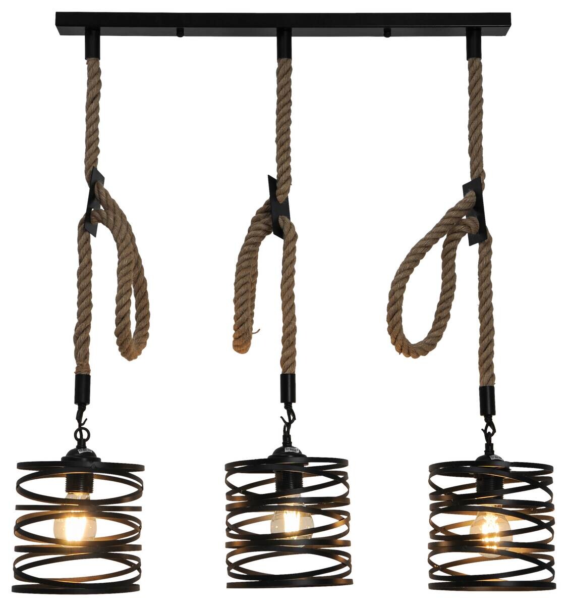 POCOline Pendelleuchte Dafino schwarz Metall B/H: ca. 70x120 cm E27 3 Brennstellen