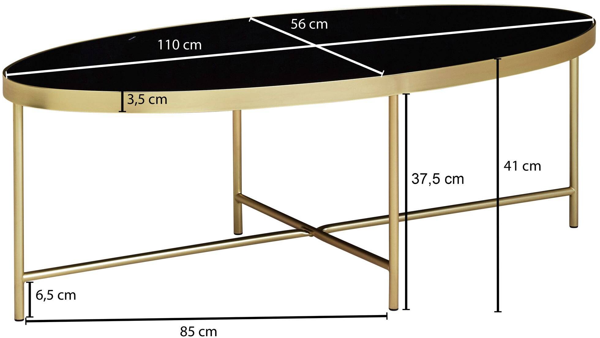 Couchtisch gold schwarz B/H/T: ca. 110x40x56 cm