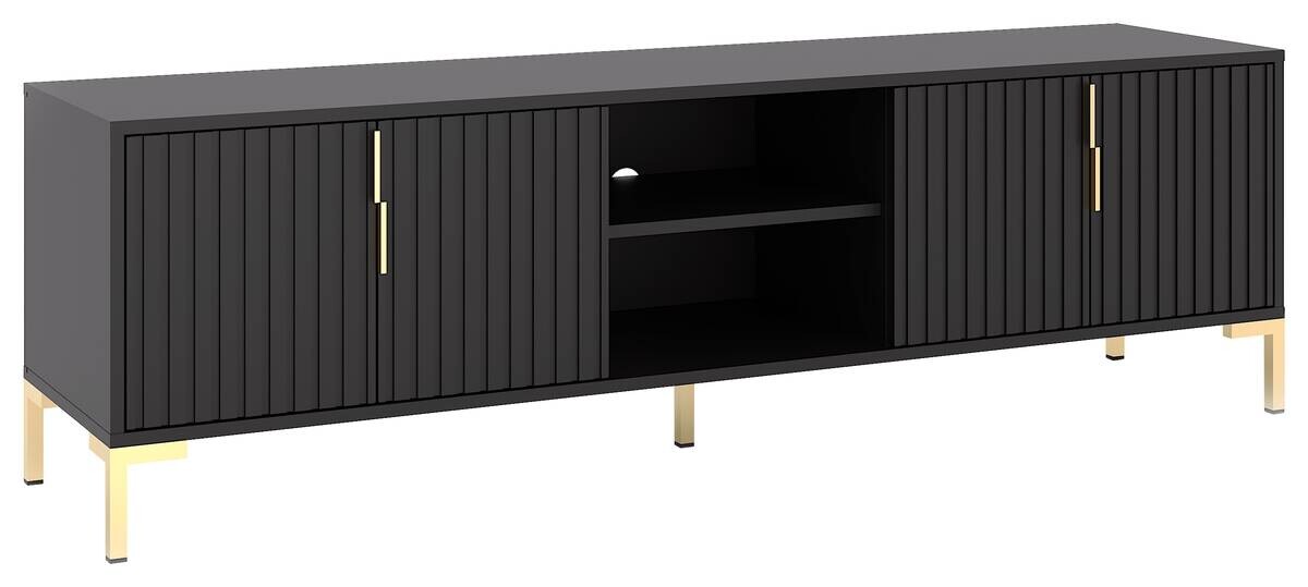 TV-Lowboard FLINN schwarz matt gold Optik B/H/T: ca. 165x50x40 cm