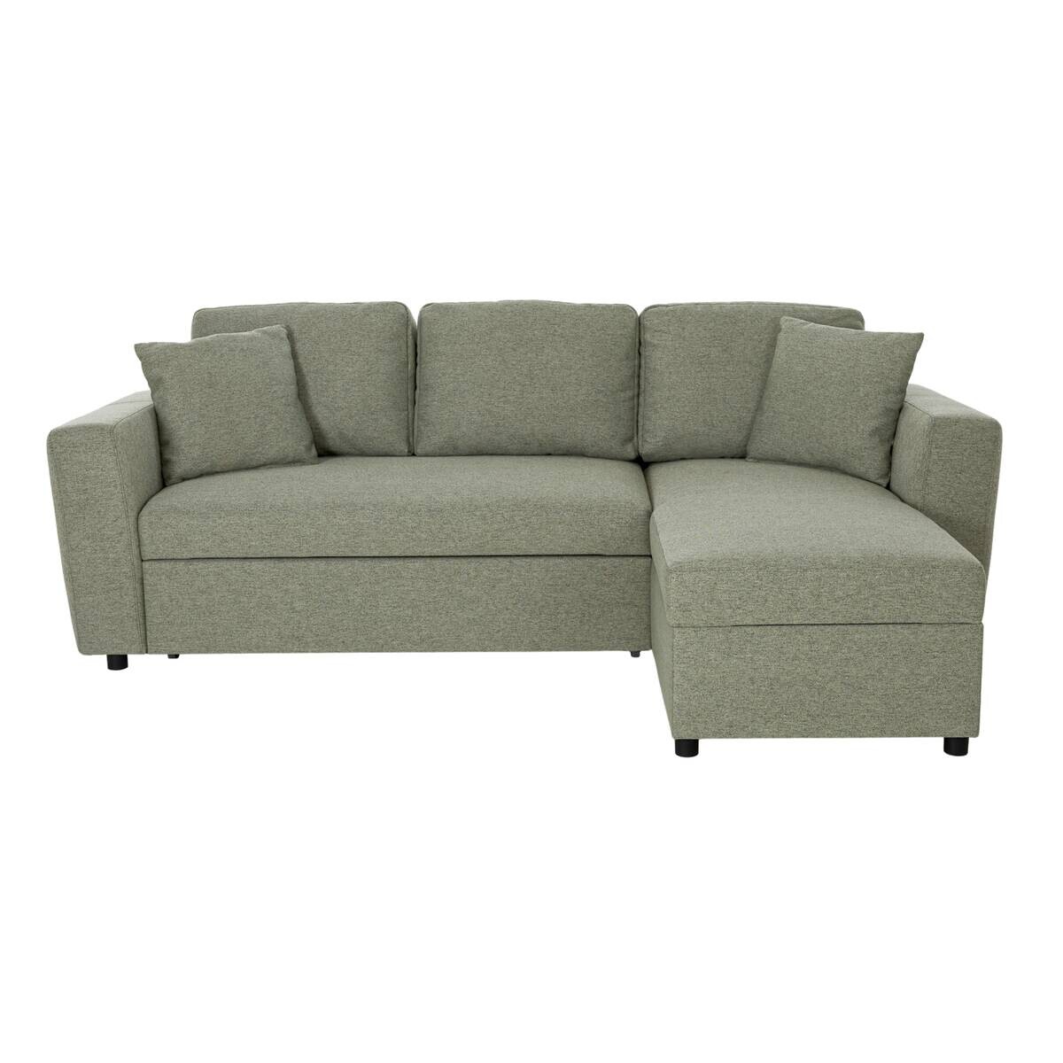 Ecksofa mit Bettfunktion und Bettkasten grün Webstoff B/H/T: ca. 234x86x144 cm