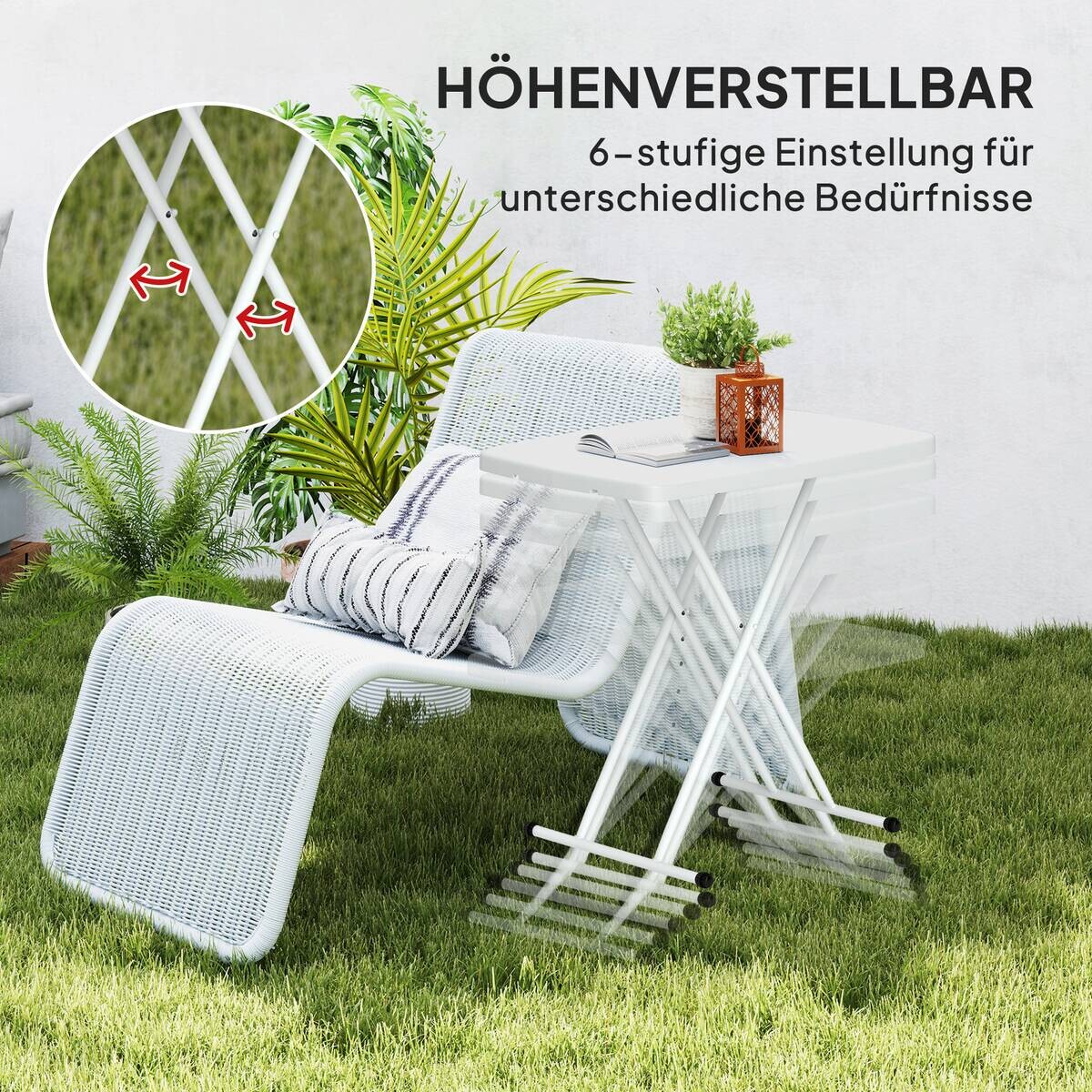 Outsunny Couchtisch weiß Kunststoff B/H/L: ca. 50x74x76 cm