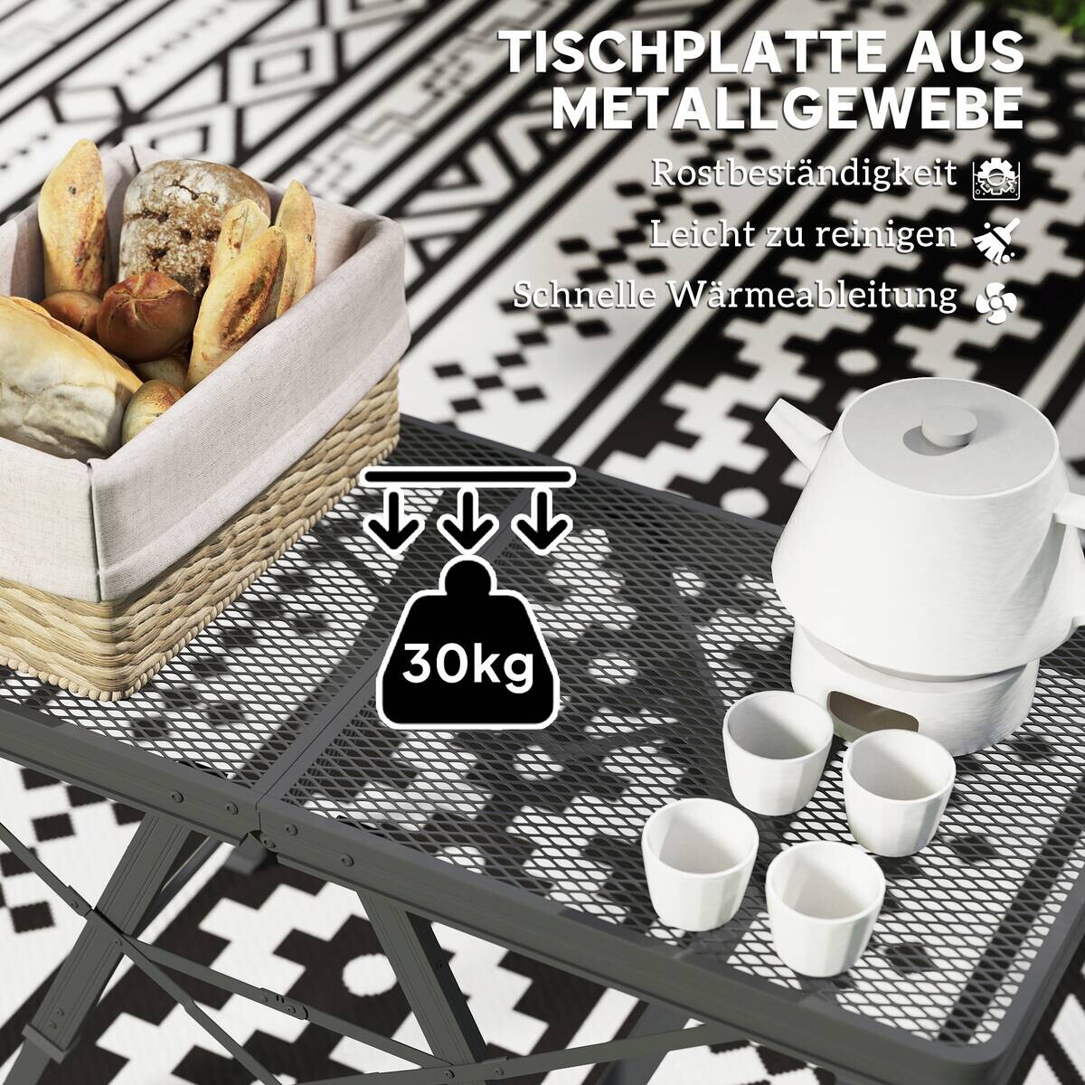 Outsunny Campingtisch schwarz Metall B/H/L: ca. 40,5x58x90 cm