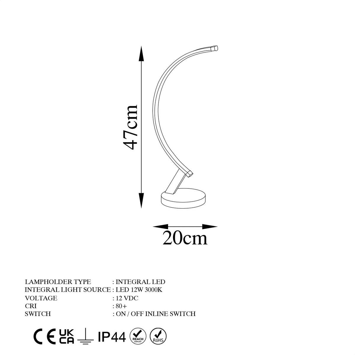 Opviq LED-Tischleuchte gold B/H/T: ca. 13x47x20 cm