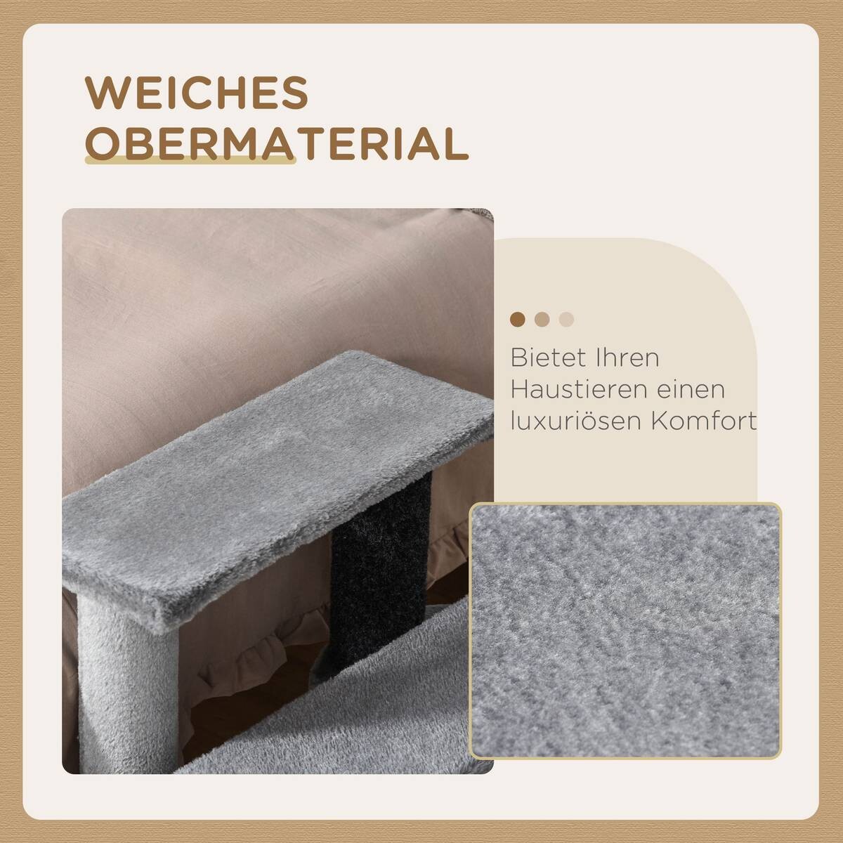 PawHut Haustiertreppe grau Polyester B/H/L: ca. 40x48x45 cm