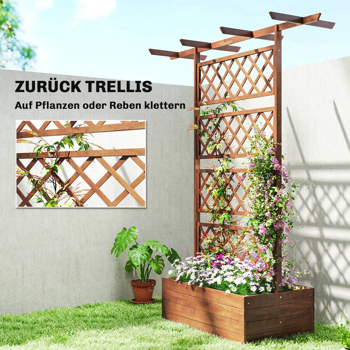 Outsunny Hochbeet mit Rankengitter orange B/H/T/L: ca. 55x183x55x160 cm