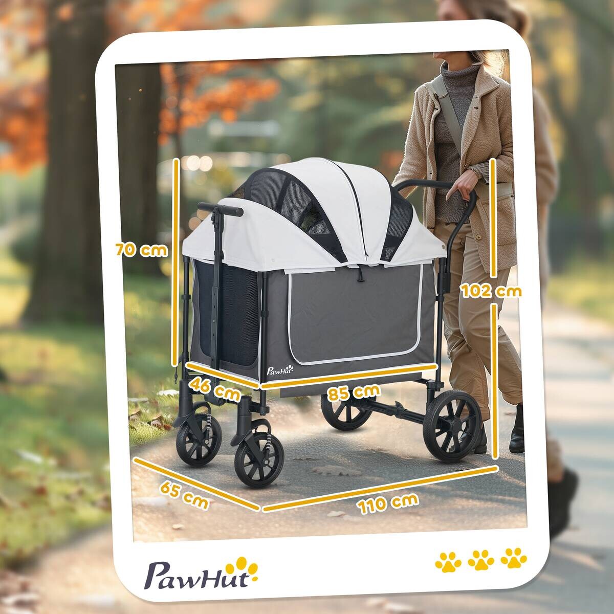 PawHut Hundewagen dunkelgrau Stahl B/H/L: ca. 65x102x110 cm