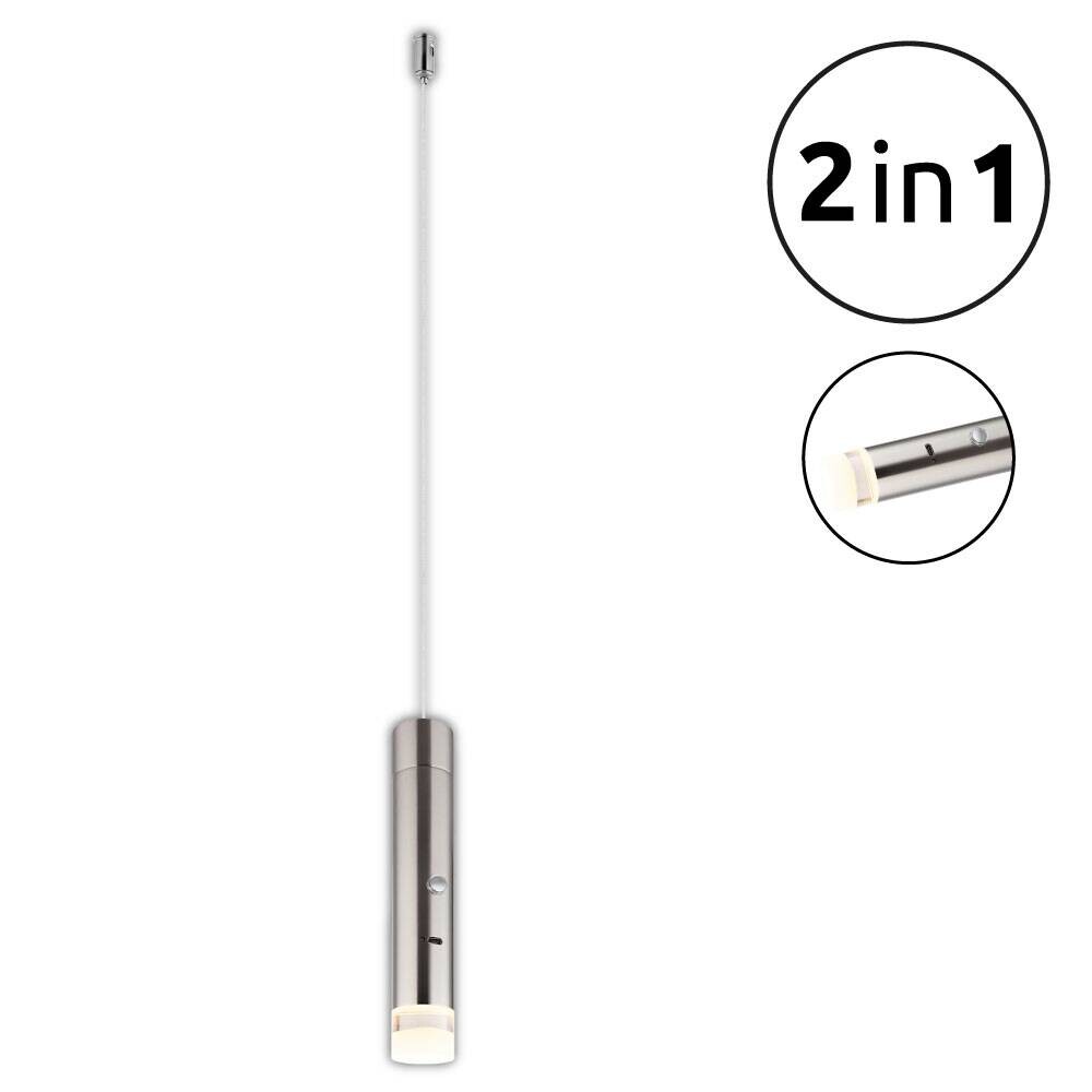 GLOBO LED-Hängeleuchte klar nickel matt Metall Acryl H/D: ca. 120x3,8 cm 1.0 Brennstellen