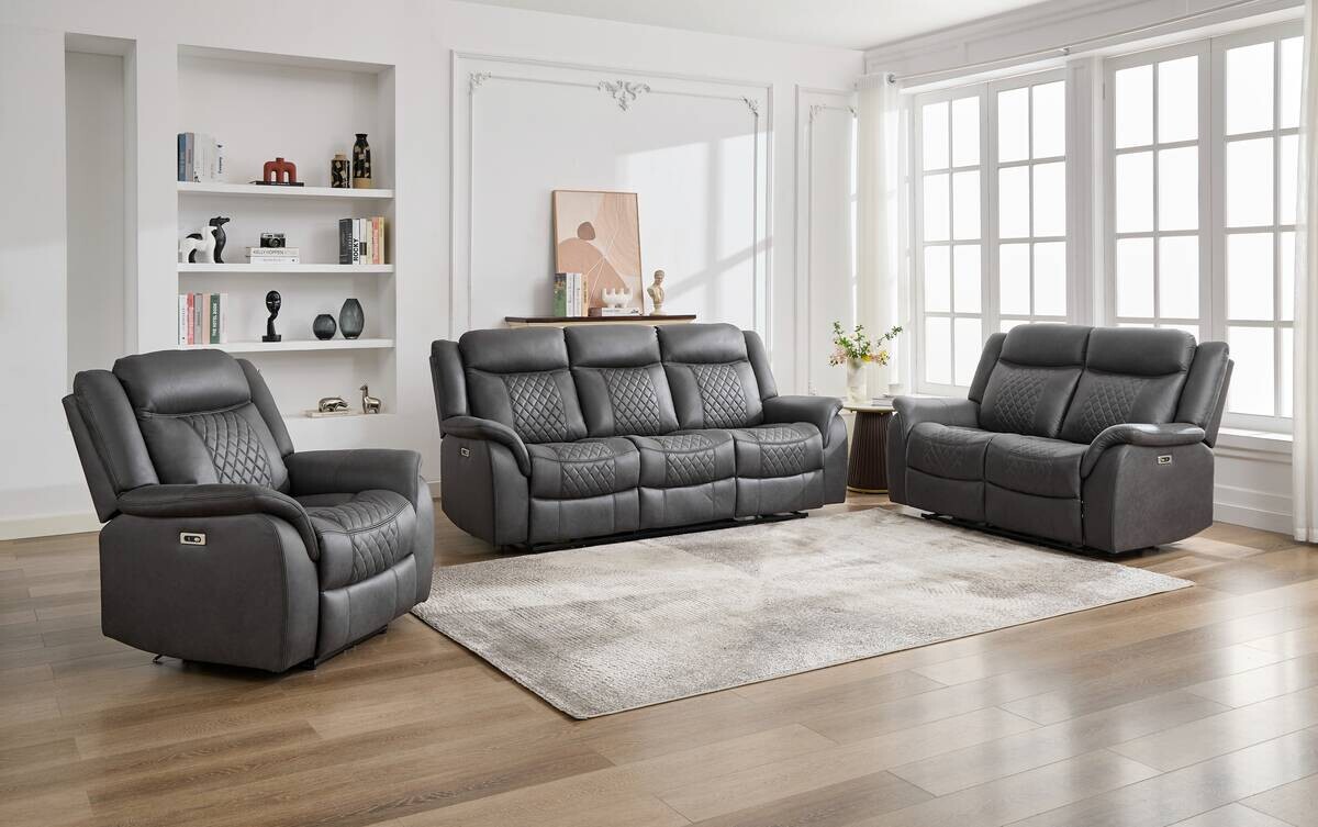 Sofa Pedro grau Microfaser B/H/T: ca. 220x108x94 cm