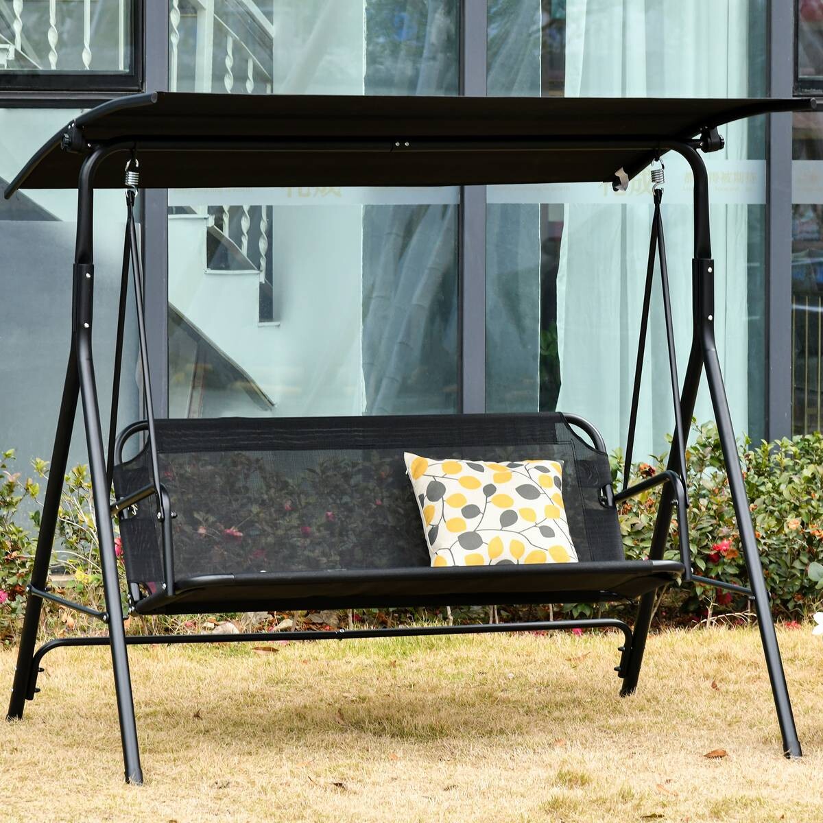 Outsunny Hollywoodschaukel schwarz Metall B/H/L: ca. 110x155x172 cm
