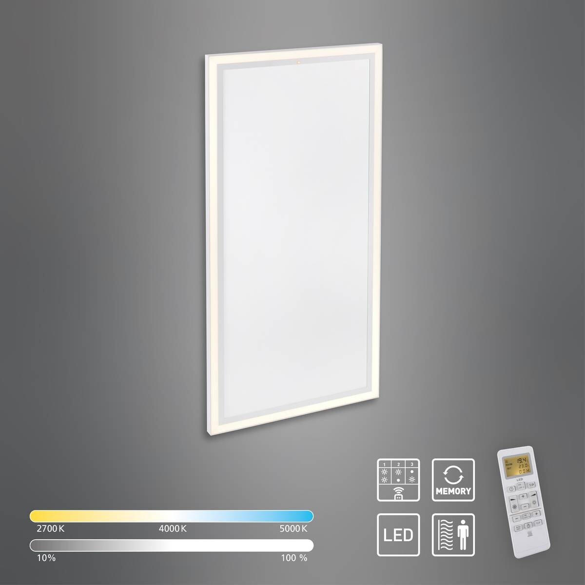 Just Light LED-Deckenleuchte mit Heizfunktion BEROA 18069-16 weiß Kunststoff Metall B/H/T: ca. 60x6,8x120 cm 1 Brennstellen