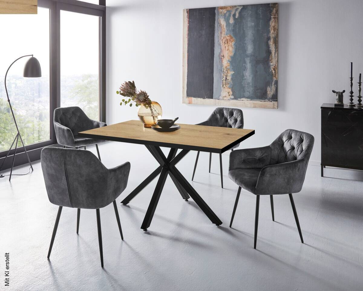 Essgruppe Cleo III Eiche Holzwerkstoff B/H/T: ca. 140x76x90 cm