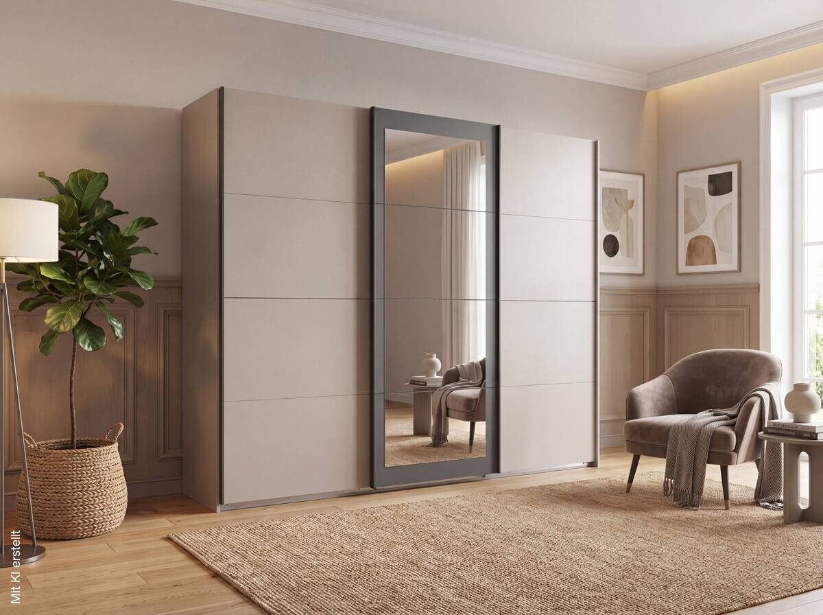 Schwebetürenschrank Rinteln Sahara grau B/H/T: ca. 270x208x65 cm