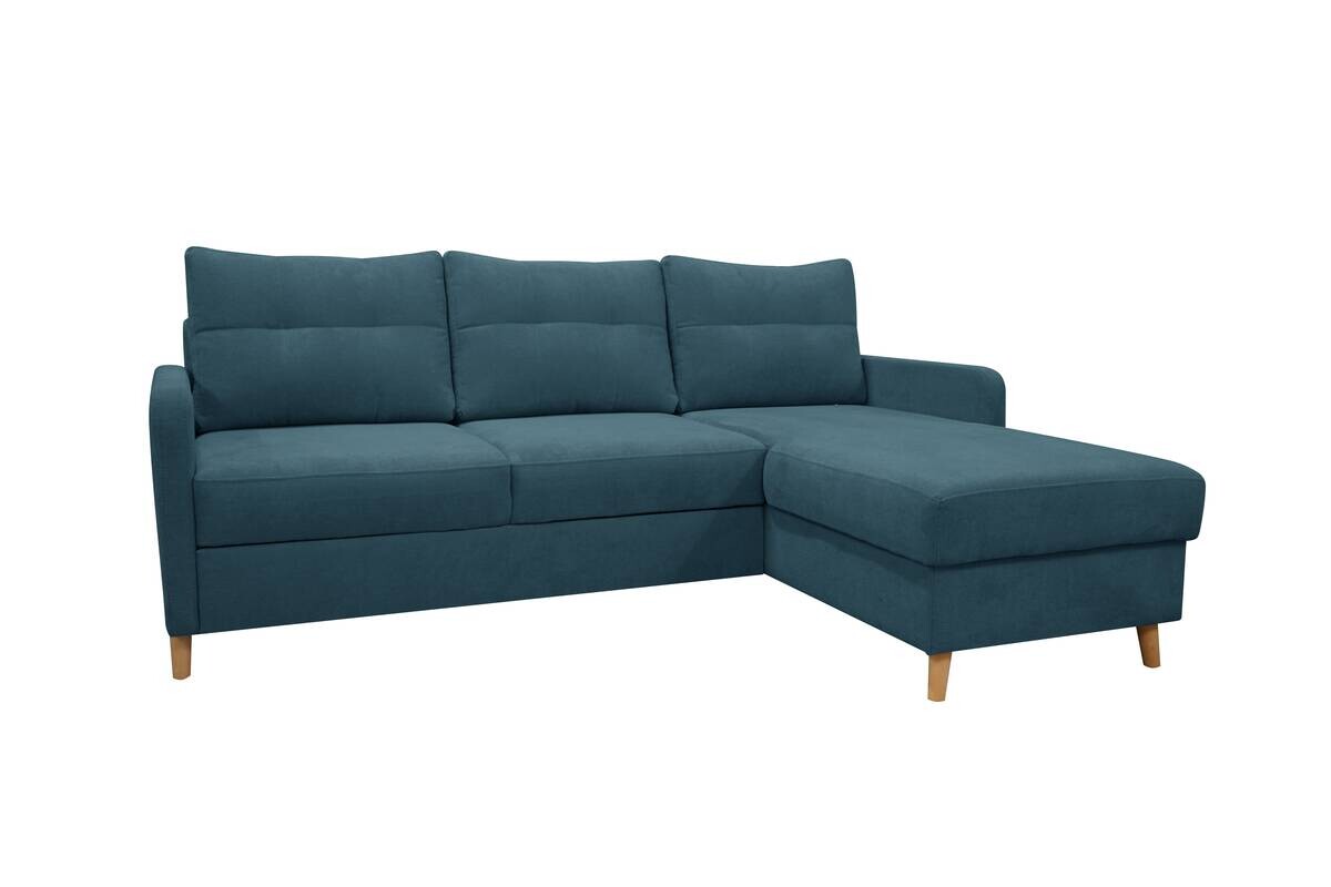 Ecksofa mit Bettfunktion und Bettkasten petrol Webstoff B/H/T: ca. 217x93x159 cm