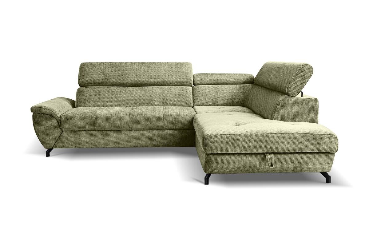Ecksofa mit Bettfunktion und Bettkasten moosgrün Microfaser B/H/T: ca. 263x77x210 cm