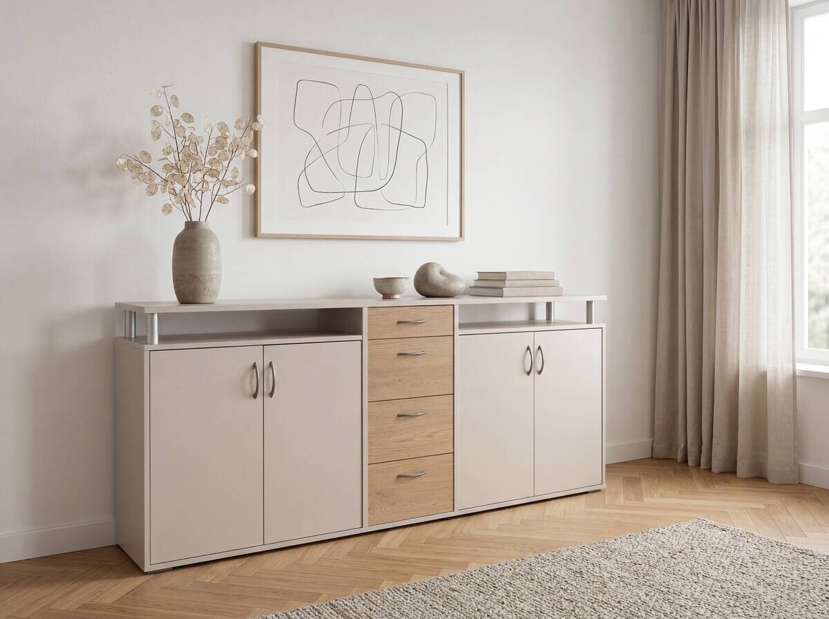 Sideboard Maximo Kaschmir Rivera Eiche Nachbildung B/H/T: ca. 208x94x38 cm