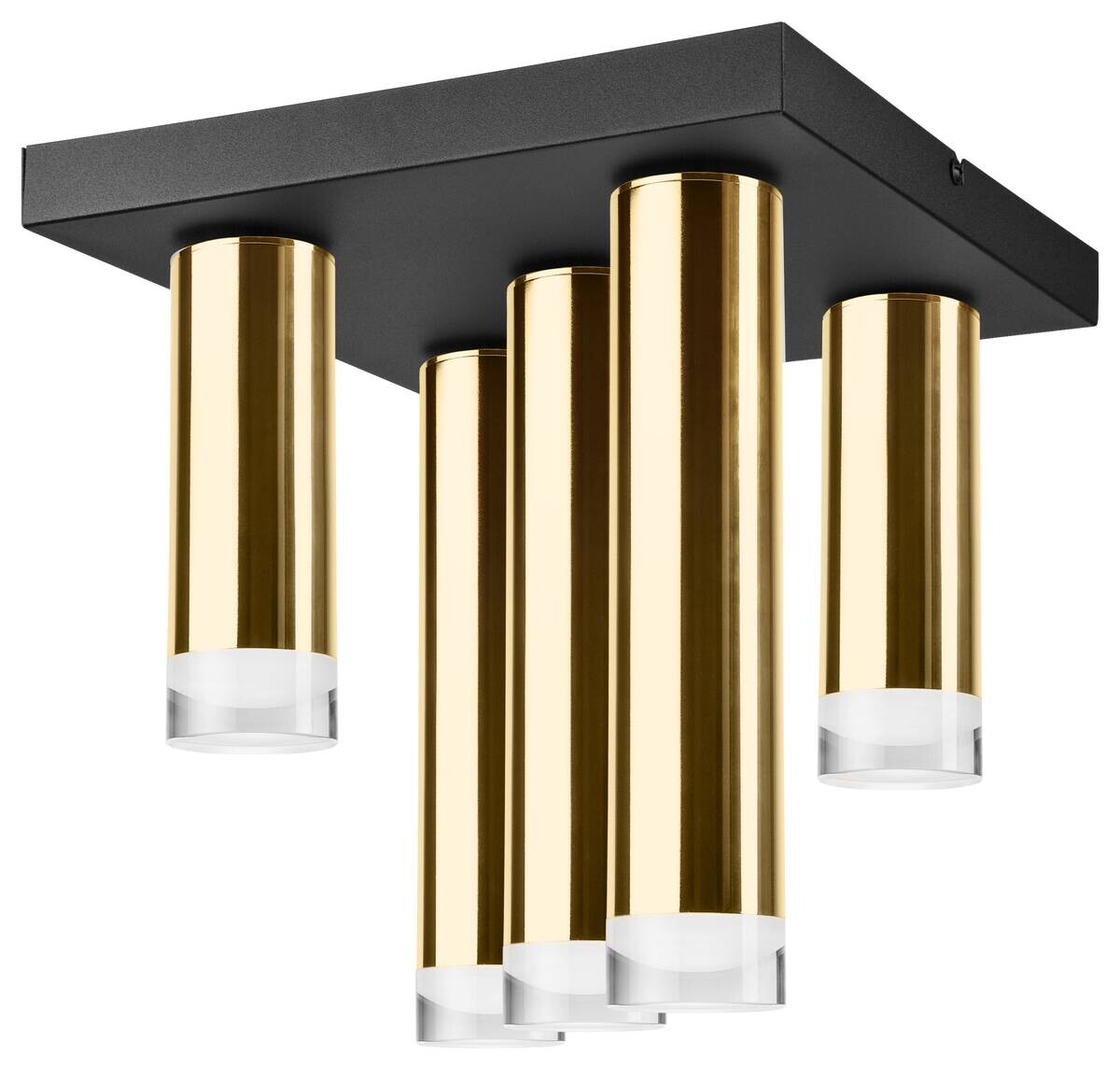Lamkur Deckenleuchte schwarz gold Stahl B/H/L: ca. 30x31,5x30 cm E27 5 Brennstellen