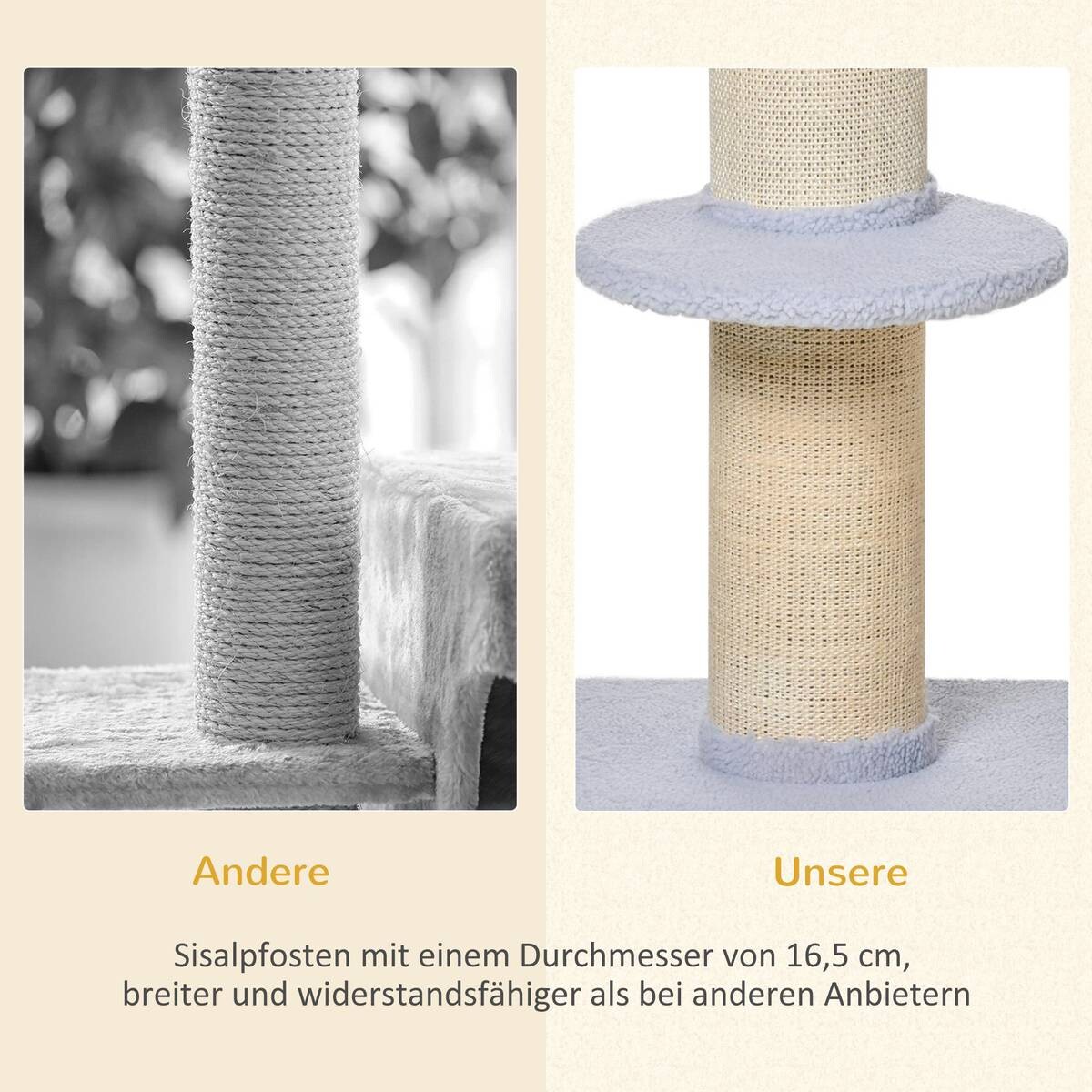PawHut Kratzbaum hellgrau Sisal B/H/L: ca. 45x91x45 cm