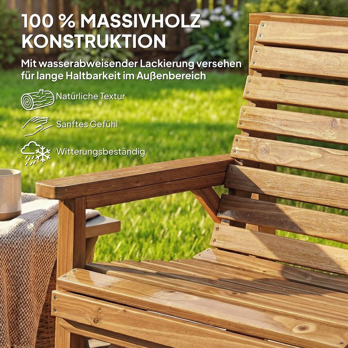 Outsunny Gartengarnitur natur Holz B/H/L: ca. 65x90x121 cm