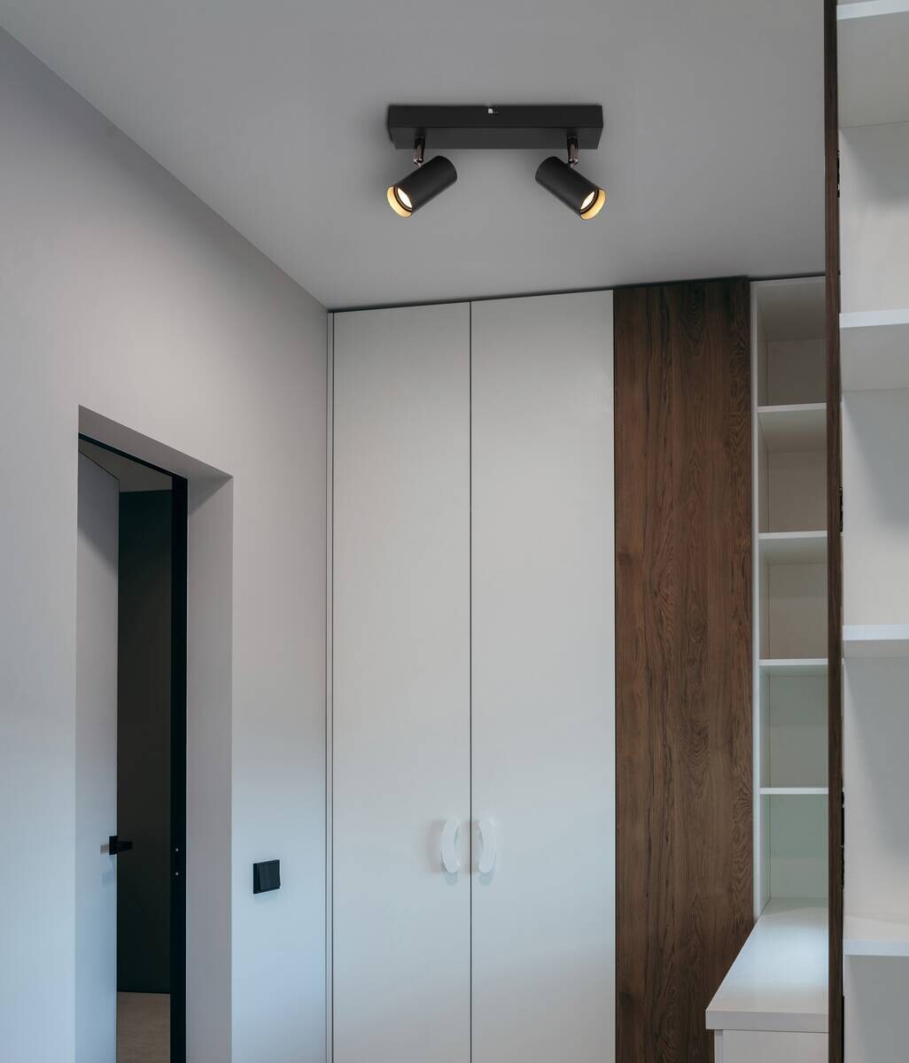 GLOBO Strahler Chrom schwarz Aluminium Metall B/H/L: ca. 7x27x12 cm 2 Brennstellen