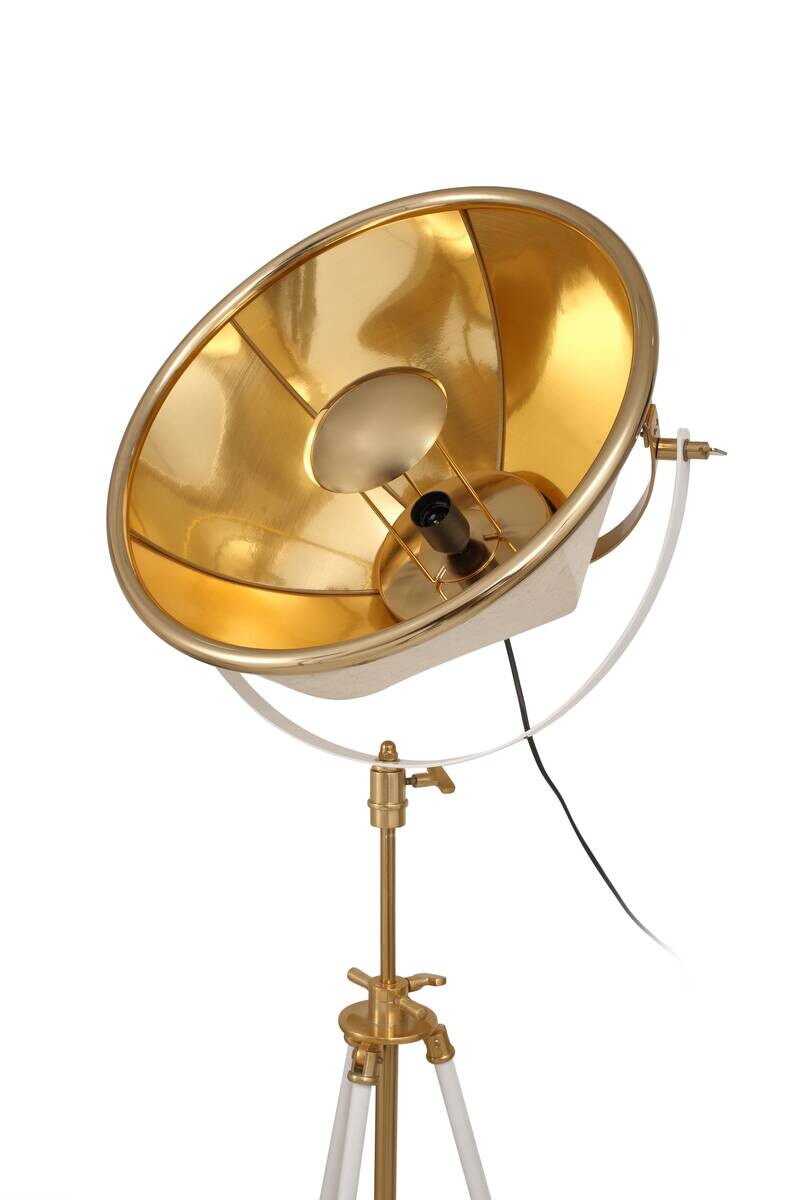 Kayoom Stehlampe weiß beige gold Stahl Aluminium Baumwolle B/H/L: ca. 57x159,5x53 cm E27 1 Brennstellen