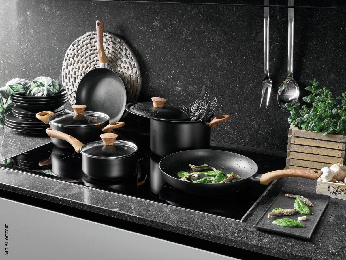 TOGNANA Topfset Grancucina Rock Wood schwarz Aluminium 8 tlg.