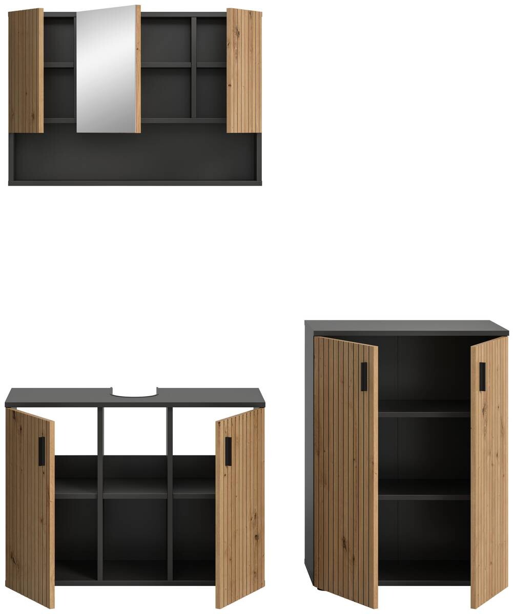 Badezimmer-Set Mone Basalt Nachbildung Artisan Oak Nachbildung B/H/T: ca. 155x180x30 cm