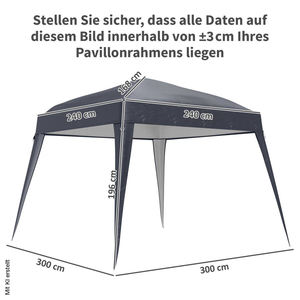 Outsunny Ersatzdach dunkelgrau Polyester B/H/L: ca. 300x1x300 cm