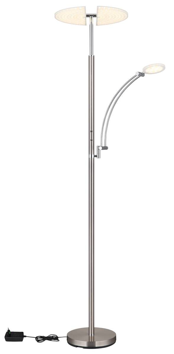 GLOBO Stehlampe nickel matt Chrom Kunststoff Metall B/H/T: ca. 80x183x40,5 cm 1 Brennstellen
