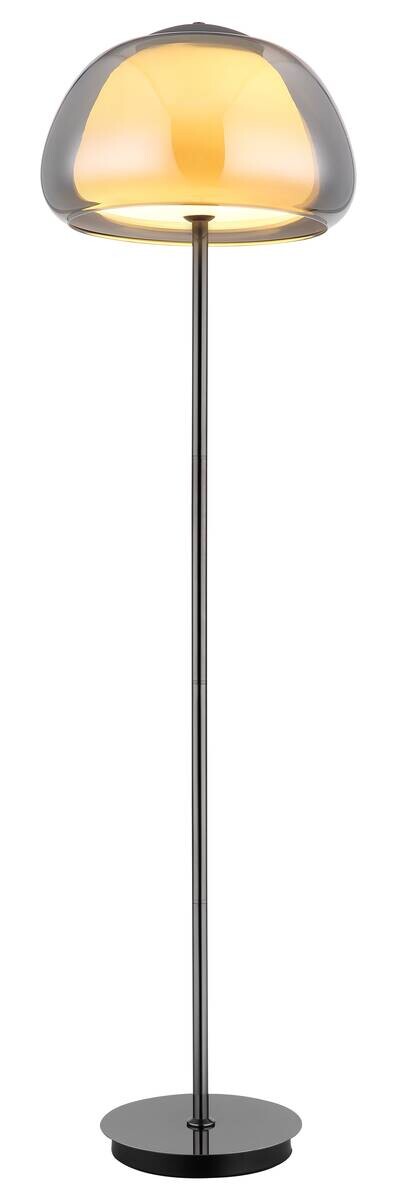 GLOBO Stehlampe Chrom schwarz Metall Glas B/H/L: ca. 44x37x44 cm