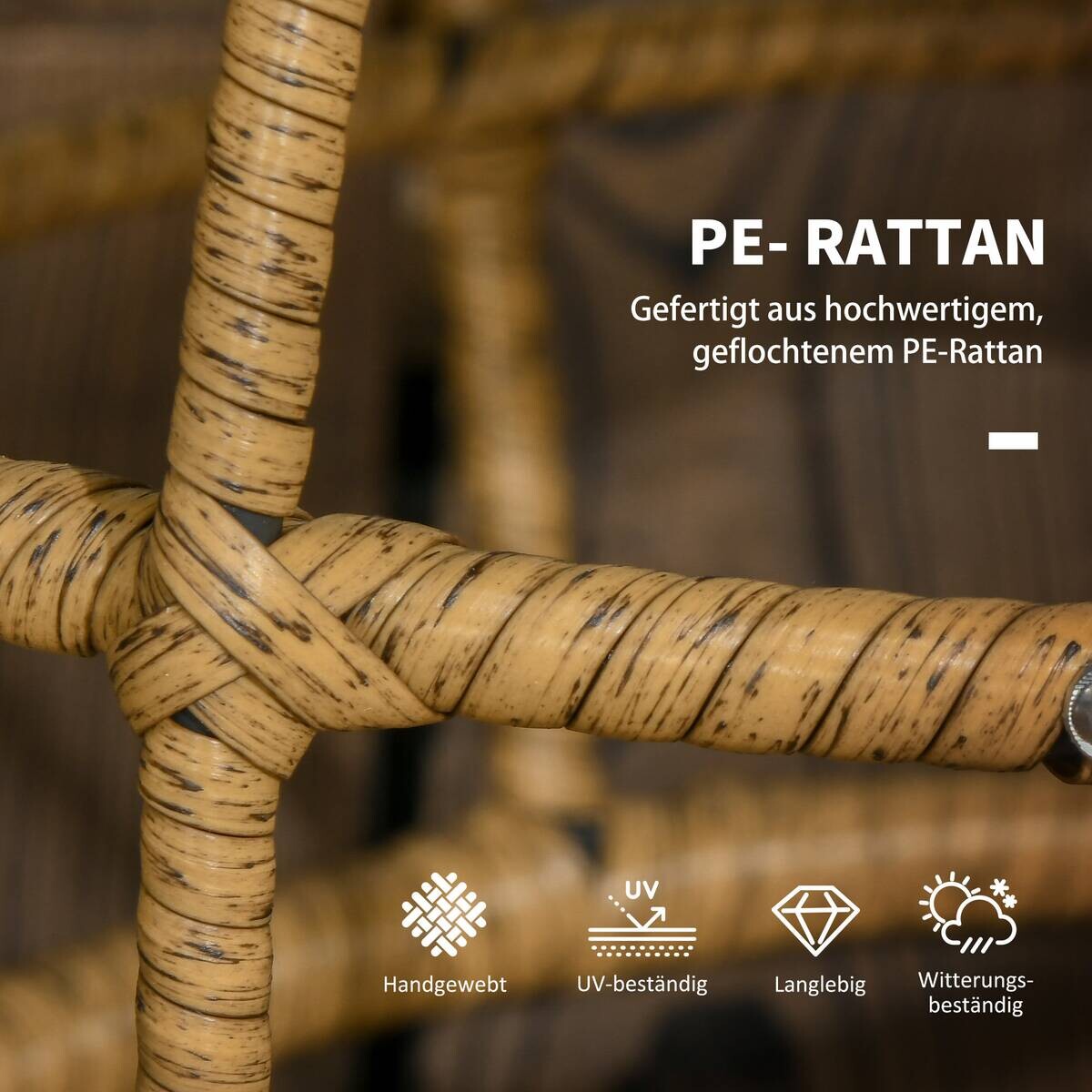 Outsunny Beistelltisch sand Polyrattan B/H/L: ca. 60x60x47 cm