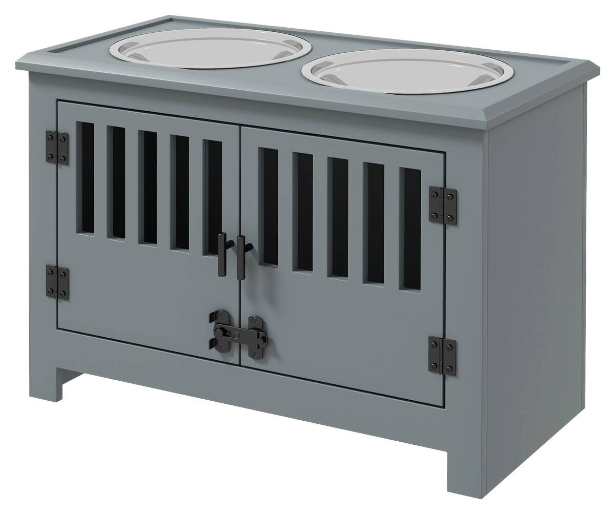 PawHut Futterstation grau Stahl B/H/L: ca. 30x43x60 cm