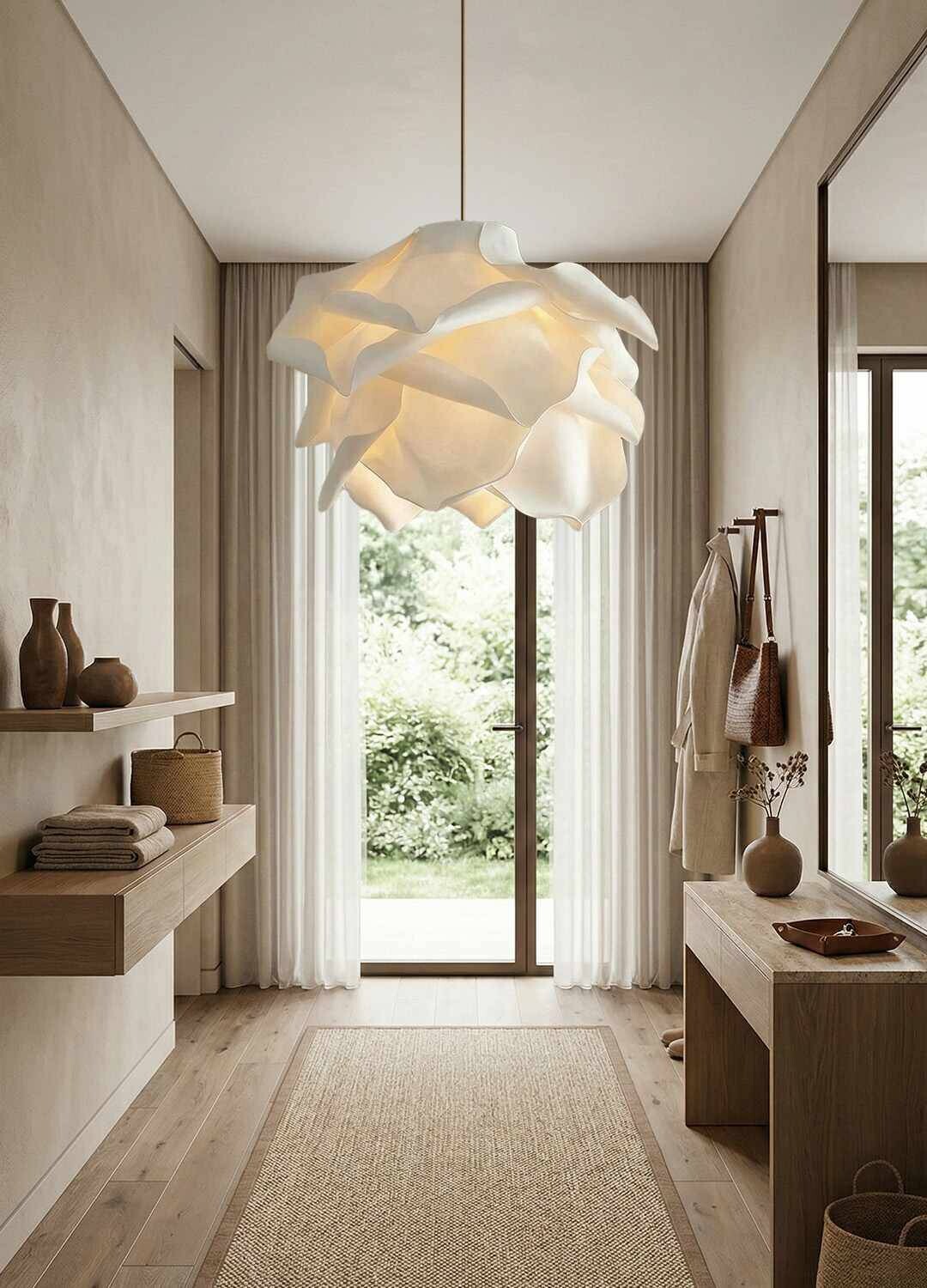Opviq Pendelleuchte weiß Kunststoff B/H/T/L/D: ca. 58x120x58x58x58 cm E27 1 Brennstellen