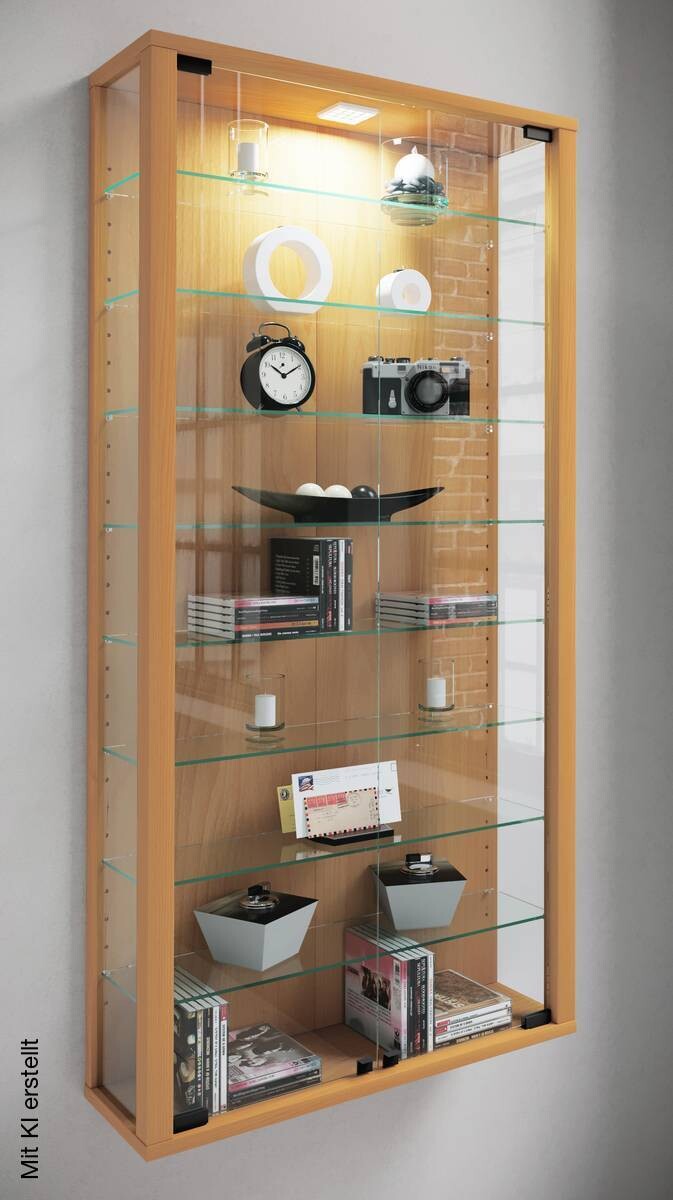 Vitrine Vitrosa Maxi buche Holzwerkstoff Glas B/H/T: ca. 59x113x18 cm