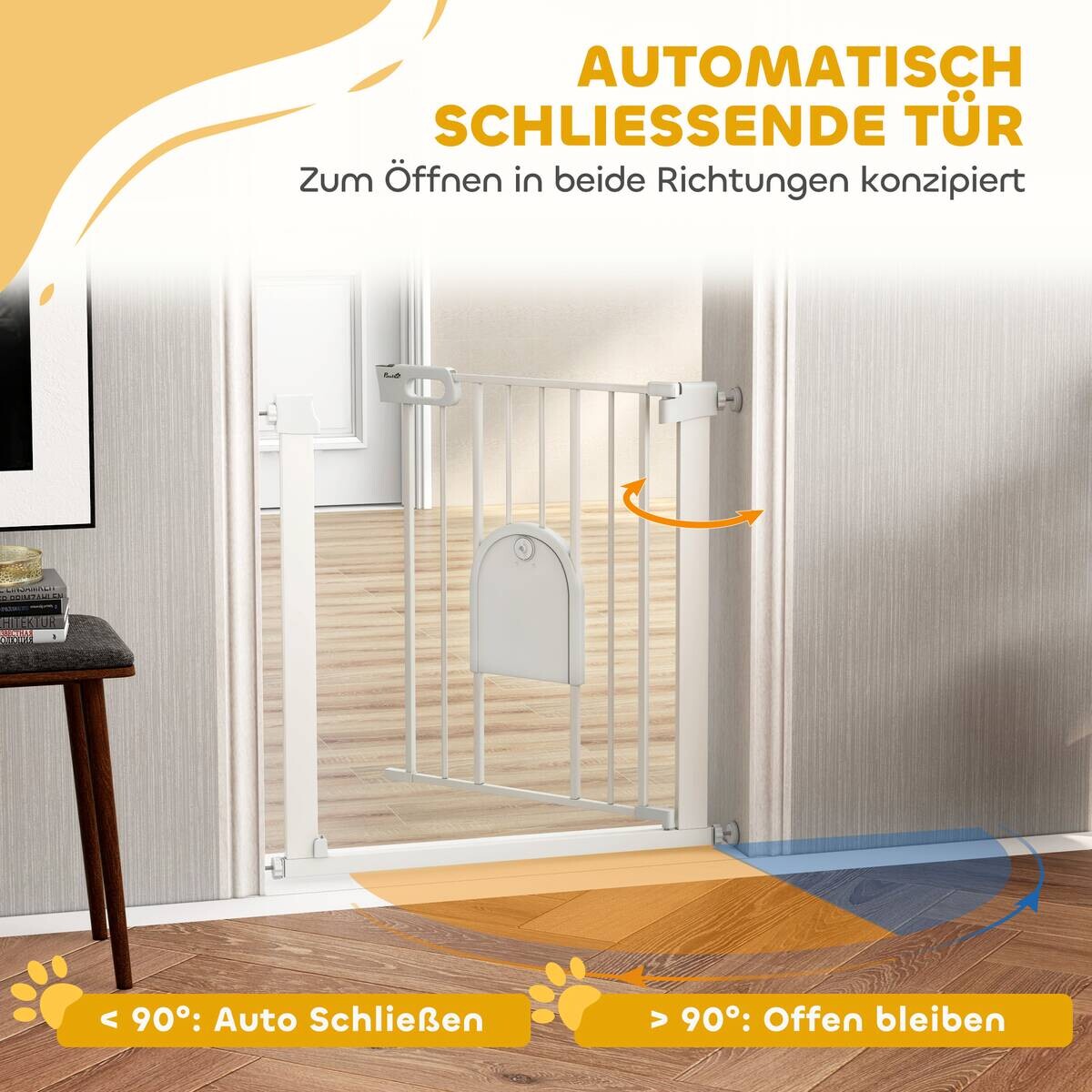 PawHut Türschutzgitter weiß B/H/T/L: ca. 2x76x2x82 cm