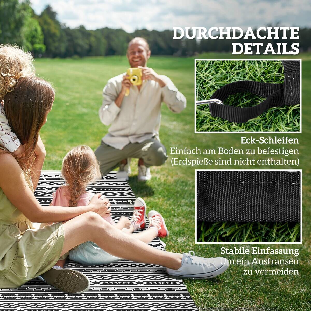 Outsunny Outdoor-Teppich schwarz B/H/L: ca. 274x0,3x548 cm