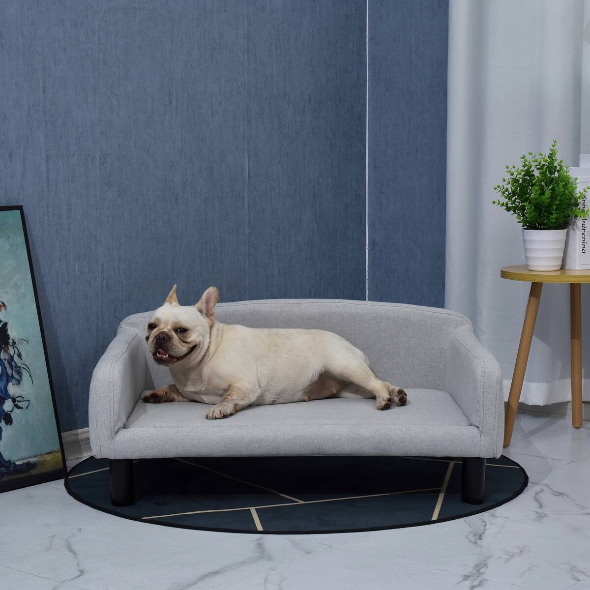PawHut Hundesofa hellgrau Polyester B/H/L: ca. 82x36x54 cm