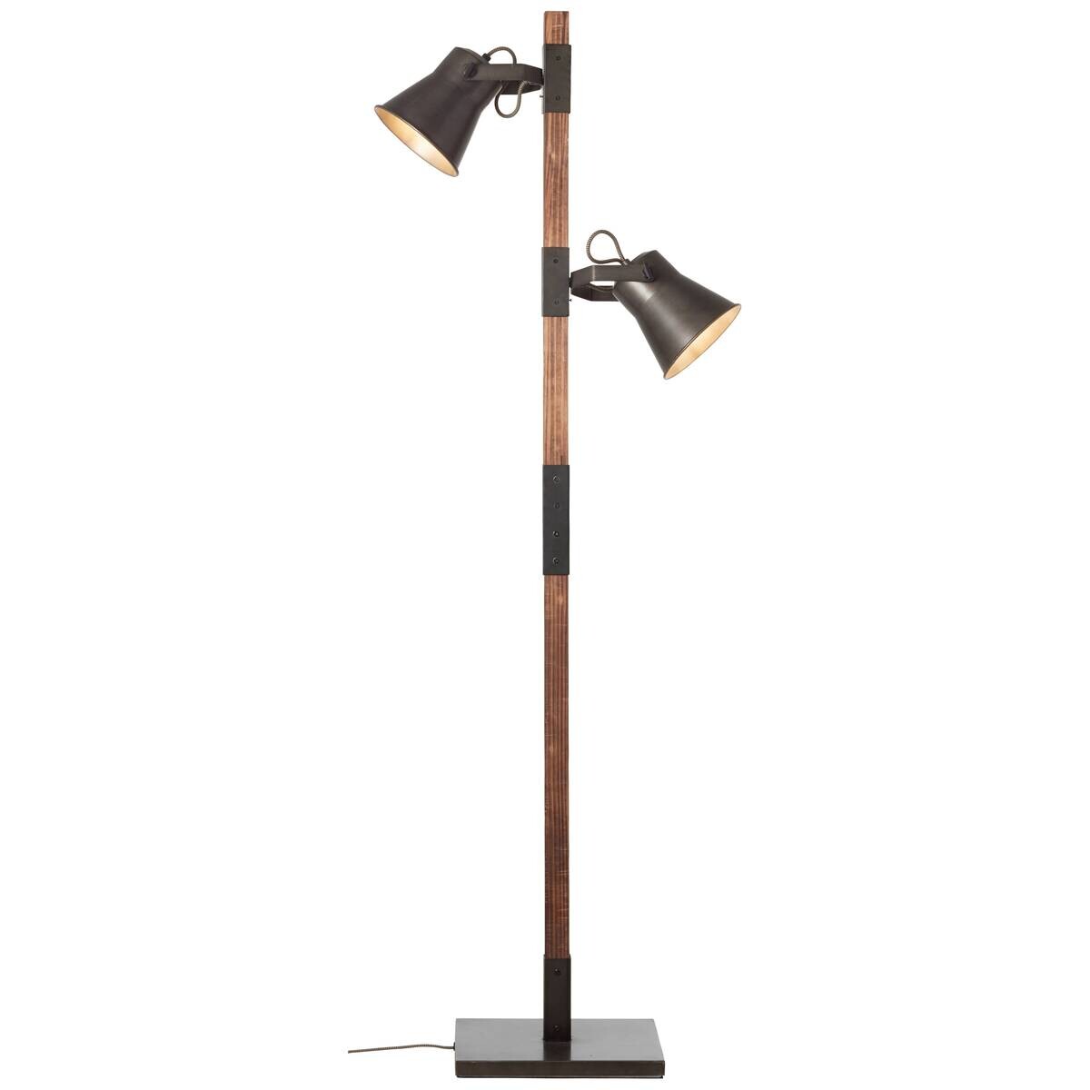 Brilliant Stehlampe Plow schwarz Metall Holz H: ca. 154 cm E27 2 Brennstellen
