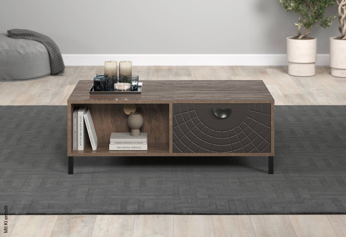 Couchtisch Fusion Eiche dunkel Nachbildung bronze Optik B/H/T: ca. 110x37x60 cm