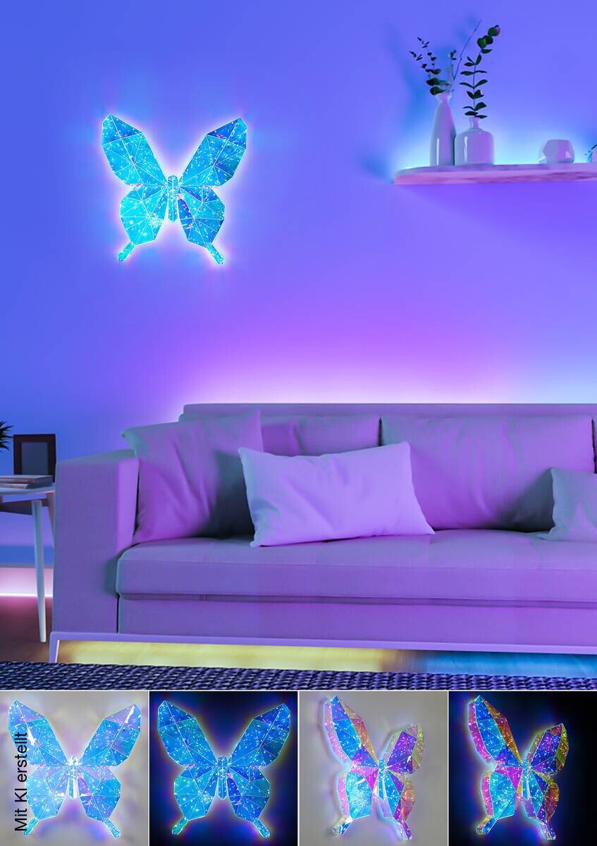 Nolo LED-Dekowandleuchte Butterfly B/H/T: ca. 46x45x8 cm