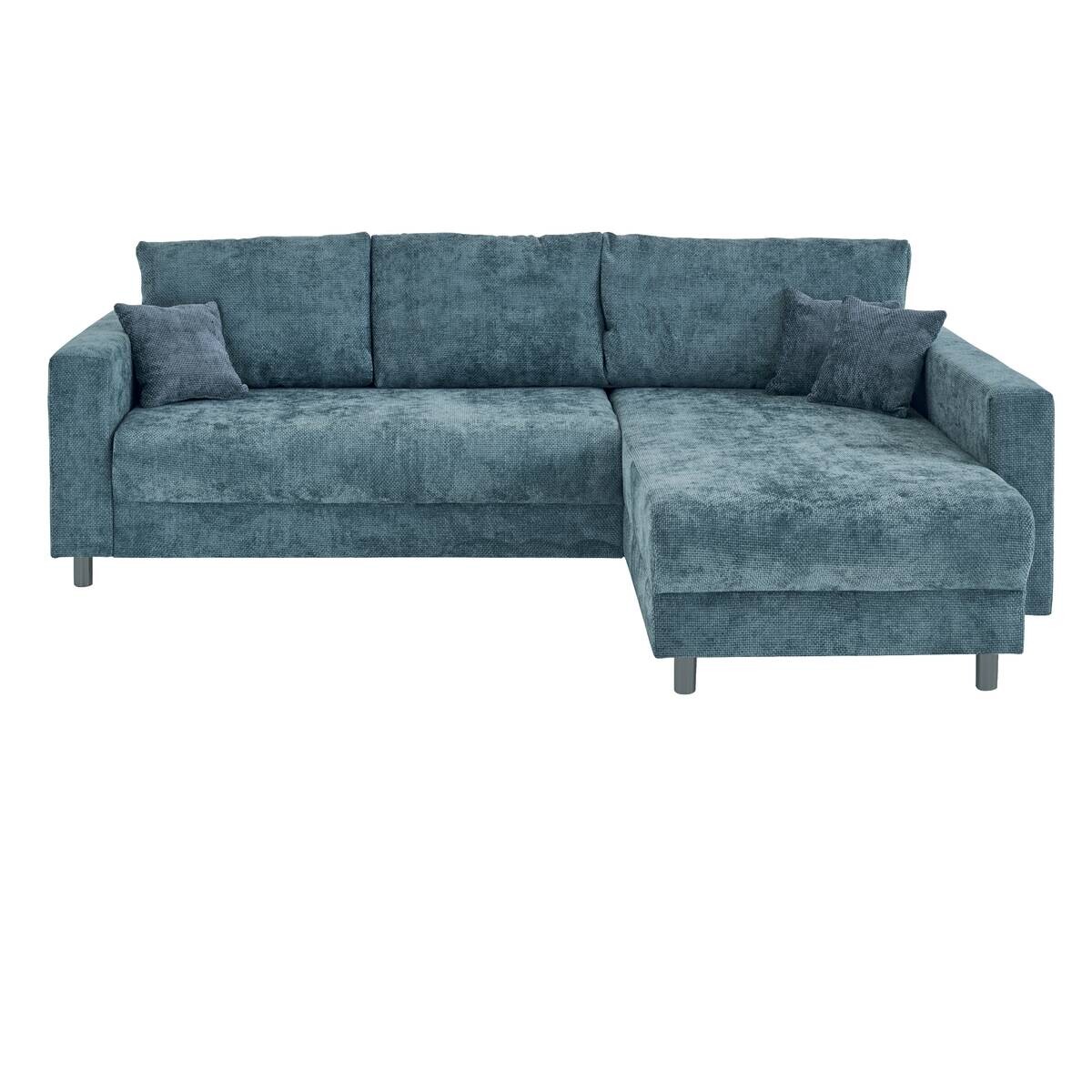 Ecksofa mit Bettfunktion und Bettkasten dunkelblau Microfaser B/H/T: ca. 252x89x195 cm